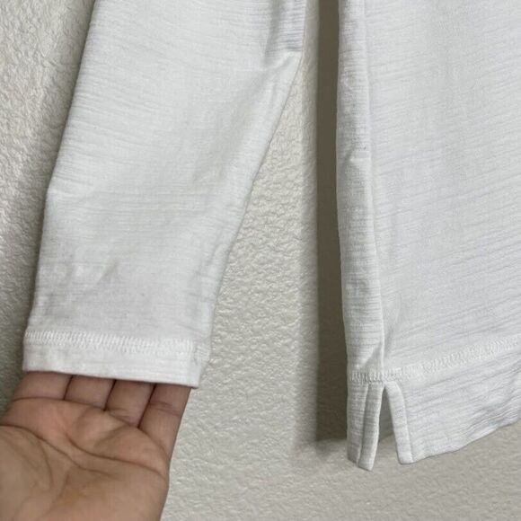 Talbots Sweatshirt XS Small Cozy Crush White Striped 1/4 Zip Pullover UPF 50 - Picture 3 of 11